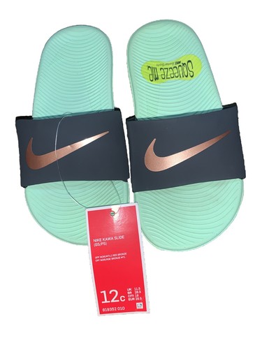 Nike Kawa Little Kids' Slides Off nero come nuova schiuma 819352 010 taglia 12C