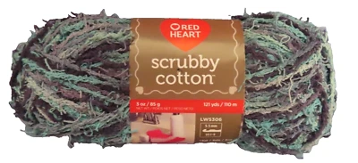 Red Heart Scrubby Cotton Yarn  121 yards Medium #4 Color: Calm Print  NEW - Image 1 of 2