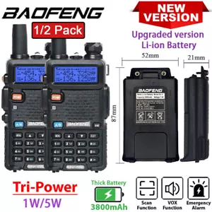 Baofeng UV 5R 5W V/UHF Two Way Radio Dual Band Ham Walkie Talkie 3800mAh Battery - Zdjęcie 1 z 37