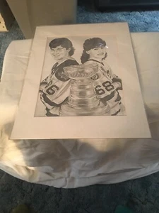 Vintage Mario Lemieux Jaromir Jagr Lithographic Lithography Penguins Stanley Cup - Picture 1 of 5