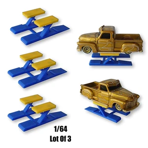 1/64 Car Lift Diecast Diorama Model Scene Display 3D Print Blue - Lot of 3 - Picture 1 of 6