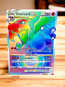 Charizard VSTAR Regenbogen Gold Metall Karte Sammlerstück Geschenk/Display - Bild 1 von 2