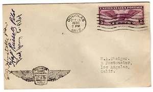 CAM 33W8 Flight Douglas AZ - Los Angeles CA w/ Pilot Autographs ex Steiger 1930 - Picture 1 of 2