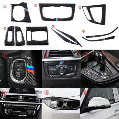 10pc For BMW 3 4 Series F30 F34 2013-2019 Carbon Fiber Cover Frame Accessories A - Image 1 of 4