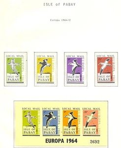 ENGLAND LOCAL STAMPS ISLE OF PABAY 4 ST. + BL. 1964 EUROPA ** MNH @! - Foto 1 di 1