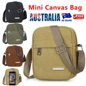 2022 Men's Small Canvas Bag Casual Mini Handbags Shoulder Bags Wallets Crossbody - Picture 1 of 15