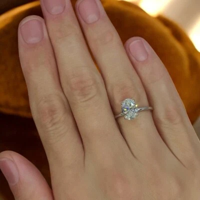 1.60 Ct Oval Cut IGI Certified Lab Grown Diamond Wedding Ring 18k White Gold - Image 1 of 4