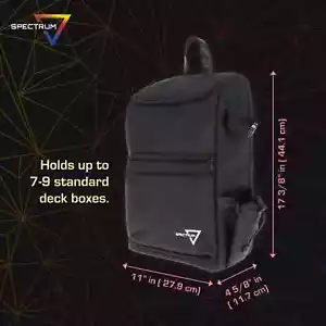 Black BCW Spectrum TCG Backpack Holds 7–9 Deck Cases or Boxes + Playmat Strap - Picture 1 of 4