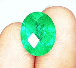 Transparent Natural Green Emerald Oval Cut Gems Certified Loose Gemstone 10 Ct - Picture 1 of 9