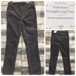 Talbots Velveteen Straight Leg Pants Women’s 2P Gray Stretch (Inseam 28) - Picture 1 of 10