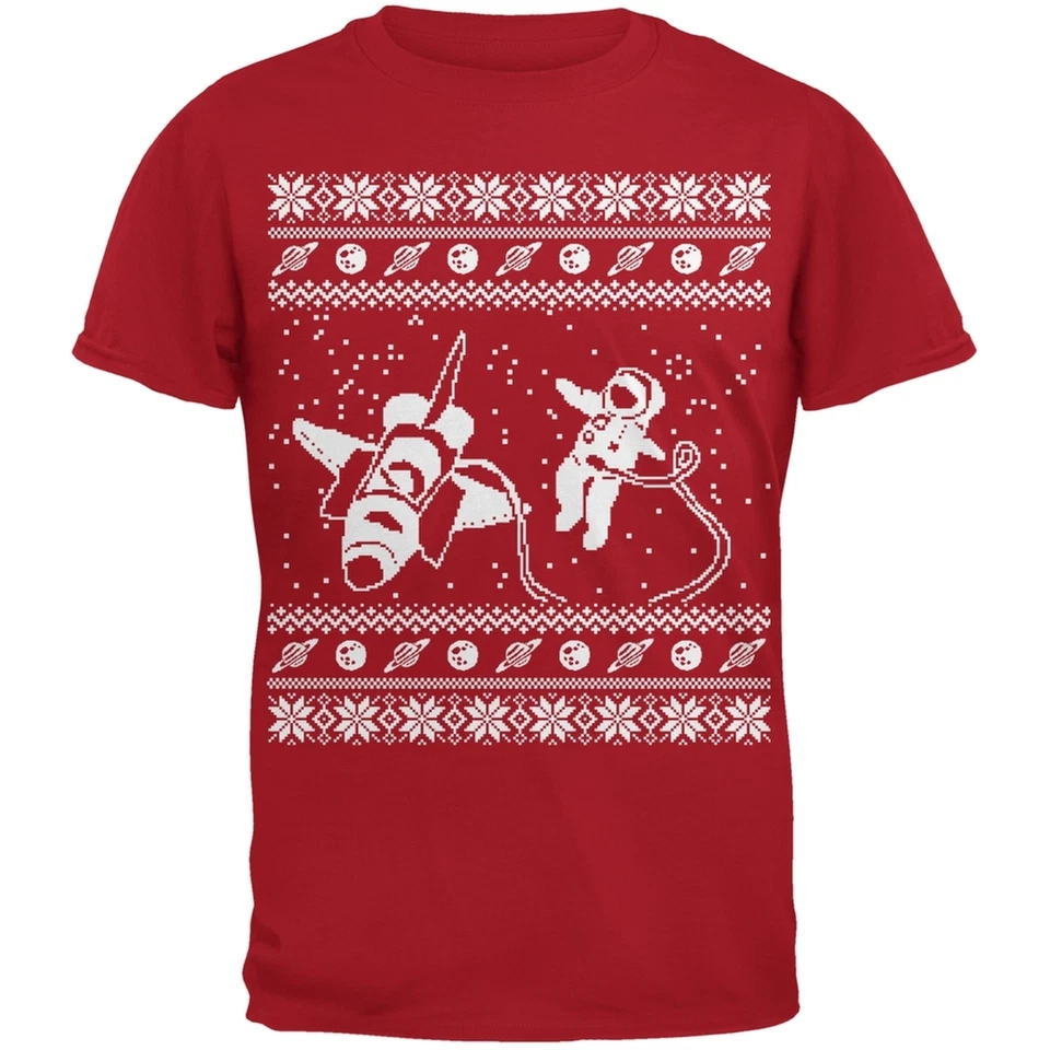 Astronauta en el Espacio Feo Navidad Suéter Rojo Juvenil Camiseta Foto 1 de 1