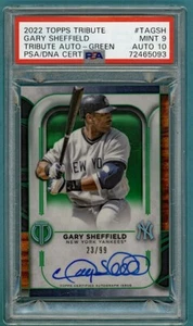 2022 Topps Tribute Gary Sheffield Tribute Autograph Green /99 #TAGSH PSA 9/10! - Foto 1 di 2