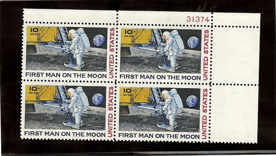   SCOTT#C76, 10C STAMP FIRST MAN ON THE MOON  PLATE BLOCK OF 4 MNH  OG - Image 1 of 1
