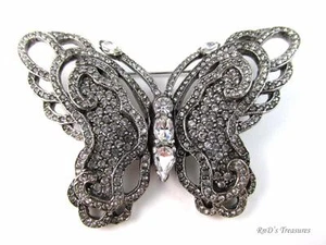 Vintage signierte CINER Pave kristallklar Strass SCHMETTERLING Brosche 3" - Bild 1 von 7