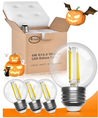 Vintage Non-Dimmable LED Bulbs G16.5 Edison Bulb Equivalent 6W 4000K (Daylight) - Image 1 of 3