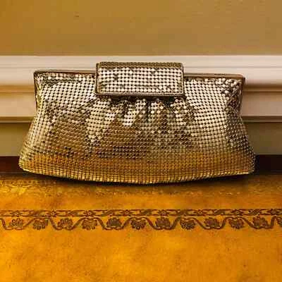 Bolso sin asas Ann Taylor oro brillante lentejuelas brillo con correa de cadena NUEVO Foto 1 de 4