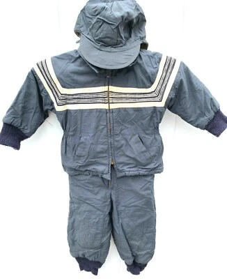 VTG 1950s Gardner Boys 2T Nylon Snowsuit 3PC Striped Coat Pants Hat Christmas - Image 1 of 4