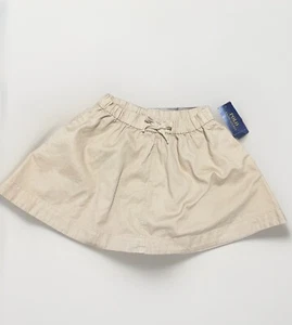 Polo Ralph Lauren Girls 10 Beige Mini Skirt Stretch Waist Drawstring Pockets NWT - Picture 1 of 2