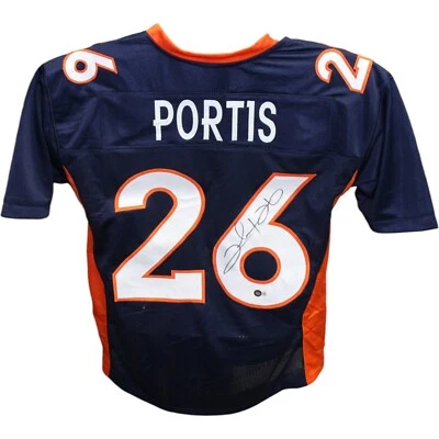 Clinton Portis Autographed/Signed Pro Style Jersey Blue Beckett 42559 - Image 1 of 4