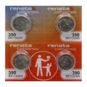 4 Renata 390 - SR1130SW Button Cell Batteries - Picture 1 of 3