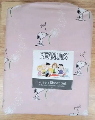 ¡Cacahuetes Snoopy Diente de León Poof! Juego de sábanas de resorte Make a Wish 4 piezas Queen Foto 1 de 4