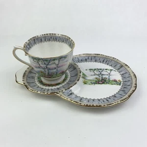 Royal Albert Silver Birch Bone China Dessert Plate & Cup - Tennis Set - Picture 1 of 12