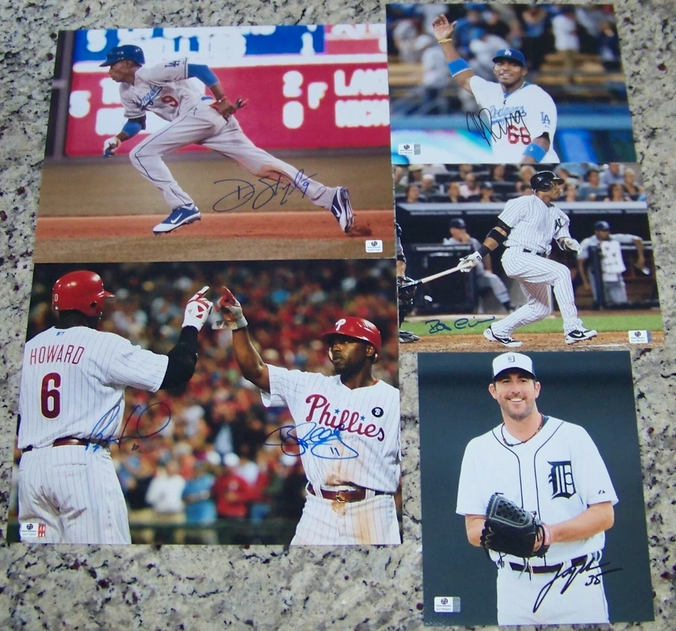 Justin Verlander Ryan Howard Yasiel Puig Manny Machado Signed Photo GA PSA COA! - Image 1 of 4