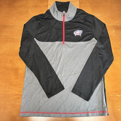 Columbus Blue Jackets Sweatshirt Mens Medium Gray Long Sleeve NHL 1/4 Zip Cover