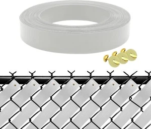 Kettenglied Zaun Sichtschutzlamellen Band mit Messingverschlüssen, weiß, 1,8 Zoll x 250 Fuß - Bild 1 von 9