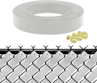 Chain Link Fence Privacy Slats Tape w/ Brass Fasteners, White, 1.8 in x 250 ft - Image 1 of 4