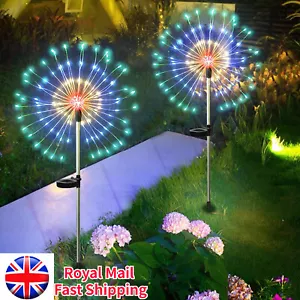 2PCS Outdoor Power Firework Lamp LED Garden Solar String Lights Starburst Stake - Picture 1 of 12