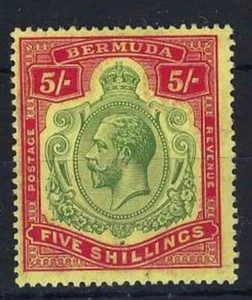 BERMUDA SG53da 1920 5/= GRÜN & KARMINROT AUF GELB BRUCH IN DER ROLLE VAR LMM - Bild 1 von 1