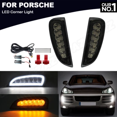 2X Luces LED DRL ahumadas Lámpara de señal de giro diurna para Porsche Cayenne 2007-10 Foto 1 de 4