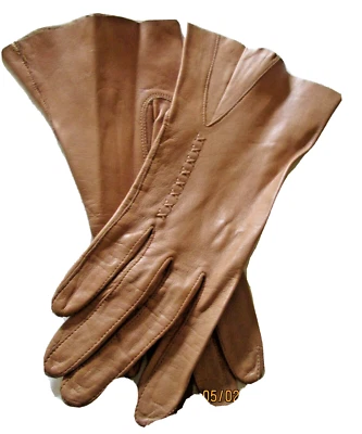 De colección. Guantes cosidos a mano para mujer talla 6,5 ~ cuero suave tostado ~ Marshall Fields Foto 1 de 4
