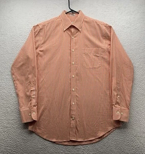 Peter Millar Nanoluxe Knopfleiste Shirt Herren mittel orange weiß Gingham Golf Vorbereitung - Bild 1 von 10