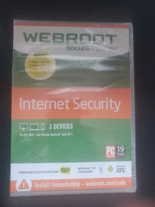 WEBROOT Secure Anywhere Internet Security - Antivirus 3 Devices NEW SEALED - Picture 1 of 2