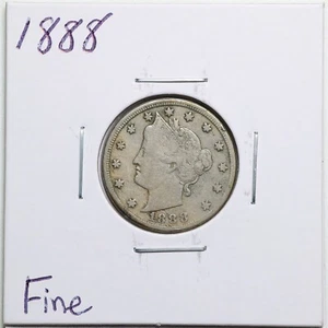 1888 5C Liberty Head V Nickel in Fine Condition #4228 - Picture 1 of 2