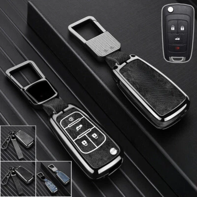 Zinc Alloy Leather Car Key Case Cover For Chevy Camaro Cruze Impala Malibu Volt Foto 1 de 4