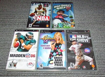 Lot of 5 Sony PSP Games Madden, Hot Shots Golf, NBA, MLB: The Show - Image 1 of 4