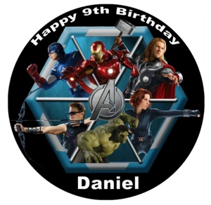 Marvel Avengers Personalised Cake Topper Decoration Edible Wafer Paper 7.5" - Picture 1 of 3