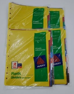 Avery Plastic Dividers With Color Tab Labels 4 Sets POL2138 - Picture 1 of 4