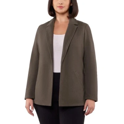 Matty M Ladies Knit Boyfriend Blazer Cotton, Notched Lapels, Color Pebble - NWT - Image 1 of 4