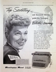 Annuncio con stampa VINTAGE ANNI '50 ~ Remington Rand ~ Il primo nome in macchine da scrivere - Foto 1 di 1