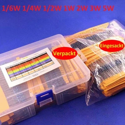 1/6W 1/4W 1/2W 1W 2W 3W 5W Kohle-/Metallschicht Widerstände Widerstand Kit - Bild 1 von 4