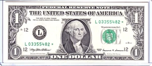 Billete de $1 de la Reserva Federal de San Francisco 1999 **STAR** primera impresión #L03355482* - Imagen 1 de 2