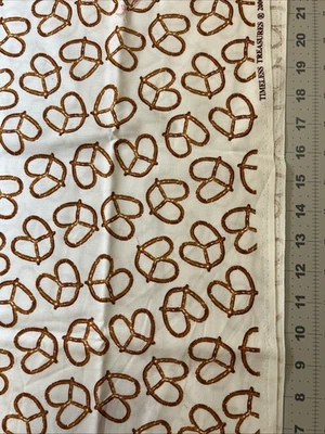 Thin Pretzels Food Timeless Treasures FQ (24”x22”) Cotton Fabric - New - Image 1 of 2