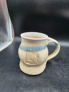 Studio Art Pottery Mug Hand Thrown   Blue beige - Picture 1 of 6