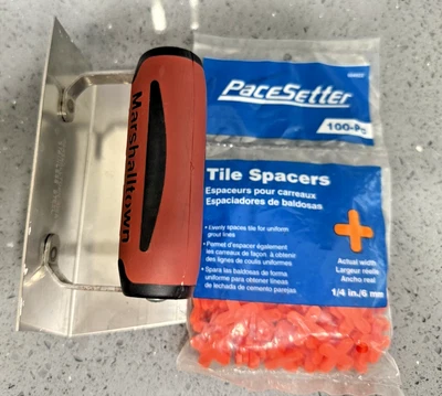 Paleta esquinera Marshalltown 65Ssd 6 X 2-1/2 pulgadas y 100 piezas espaciadores de azulejos 1/4 pulgada/6 mm Foto 1 de 4