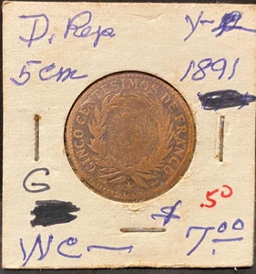 DOMINICAN REPUBLIC, 1891, 5 Cent, circulated - Picture 1 of 4