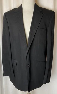 Artine Black Pin Stripe Black Suit Blazer Jacket Mens XXL Embroidered Eagle Rare - Picture 1 of 12